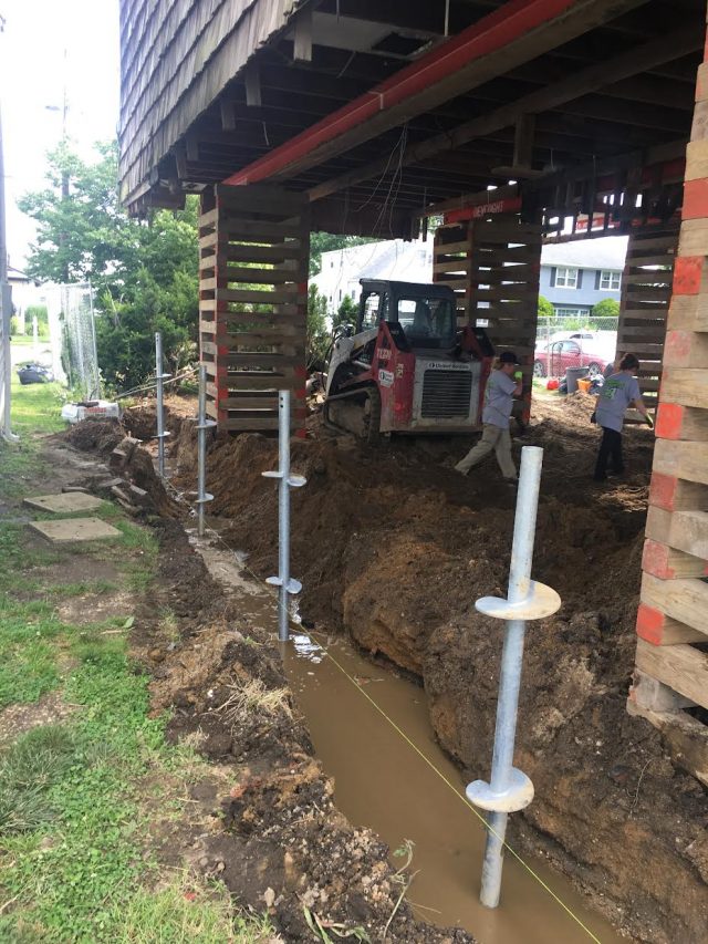 helical piles used during the foundation repair